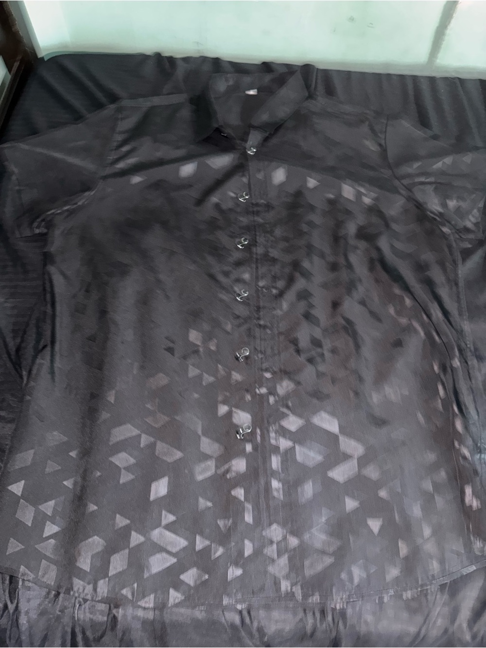 Men's Black Geometric Pattern Dress Shirt